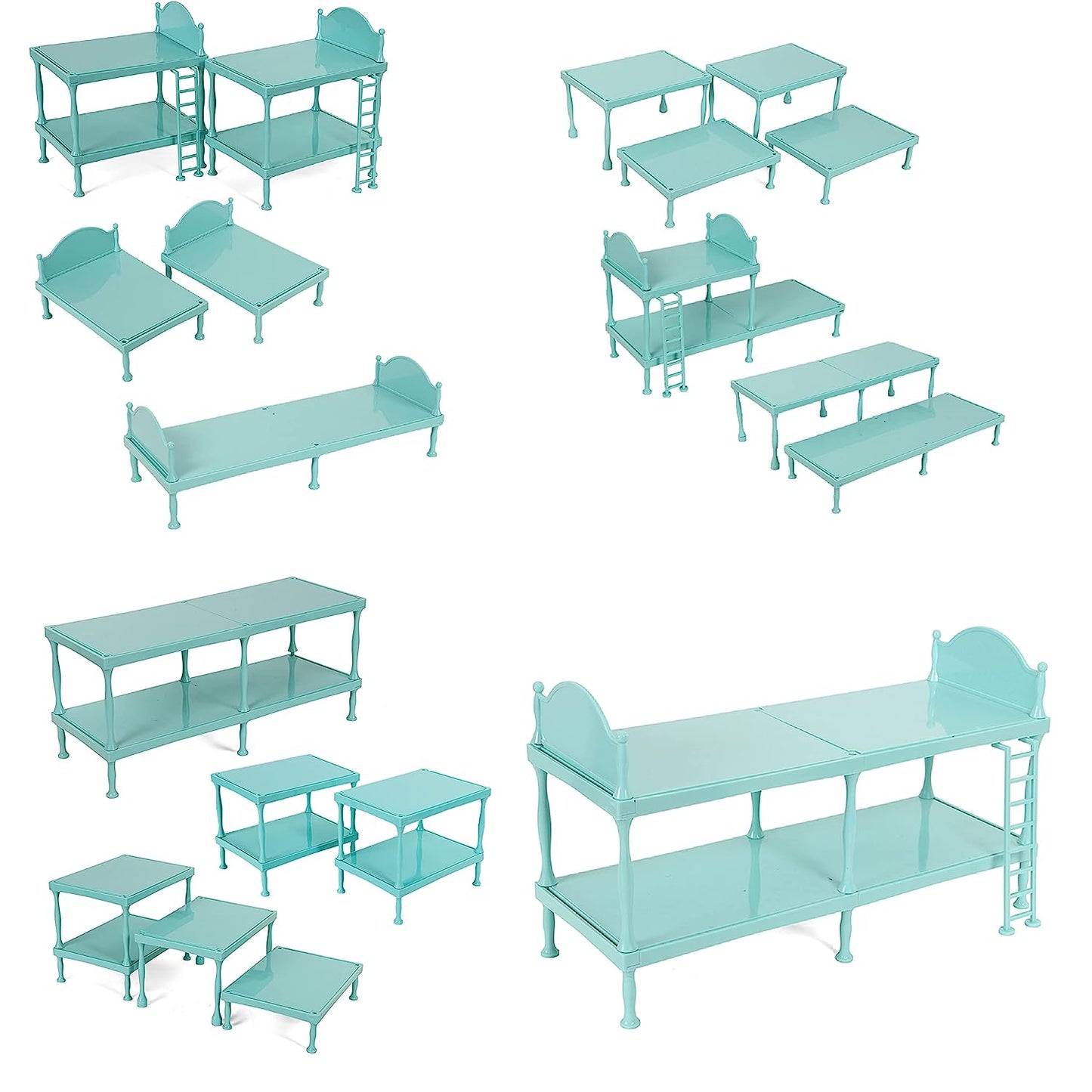 A NEW TOY IN MARKET ! 10 Toys in 1 Build Able Modular Toy Bunk Beds for Building Beds, Tables, Display Stands etc. (48-Pieces and choice of 4 colors))